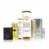 The Belle Nubian MIRACLE ADVANCE KIT (WITH MSW OIL)—including lotion, capsules, soap, and booster—is displayed upright on a white surface.
