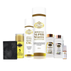 The MIRACLE ADVANCE KIT (WITH MSW OIL) from Belle Nubian, including body lotion, soap, capsules, and serum, is beautifully arranged together on a white background.
